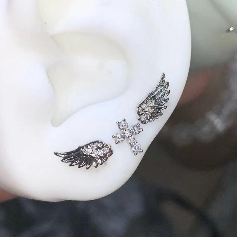 Luxury Lifestyle Jewelry - Boucles d'oreilles croix ailes d'ange, style