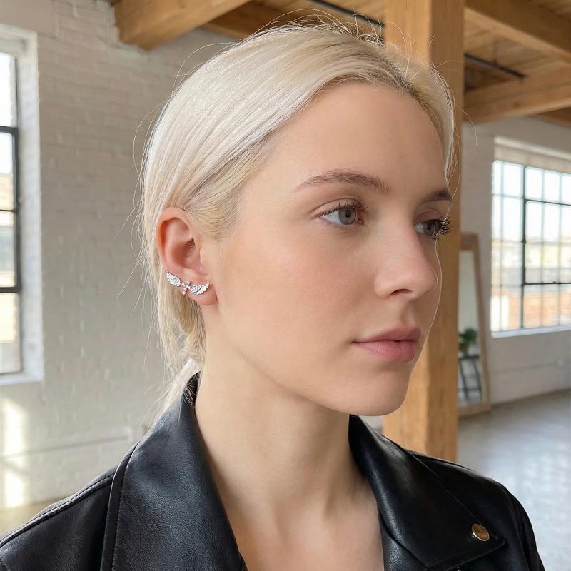 Luxury Lifestyle Jewelry - Boucles d'oreilles croix ailes d'ange, style